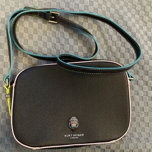 Kurt Geiger Black and Pink Crossbody Bag with Sleek Design